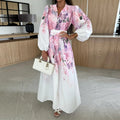 summer new women's fashion: cross-border european and american style dress - trendy printed lantern sleeve a-line maxi dress with cinched waist