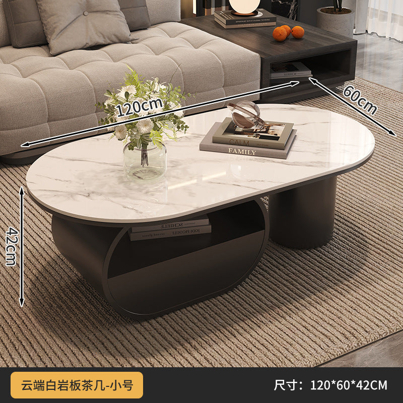 Cream style oval slate coffee table casual living room accessible luxuryfor homemodern combination new arrival small apartment coffee table