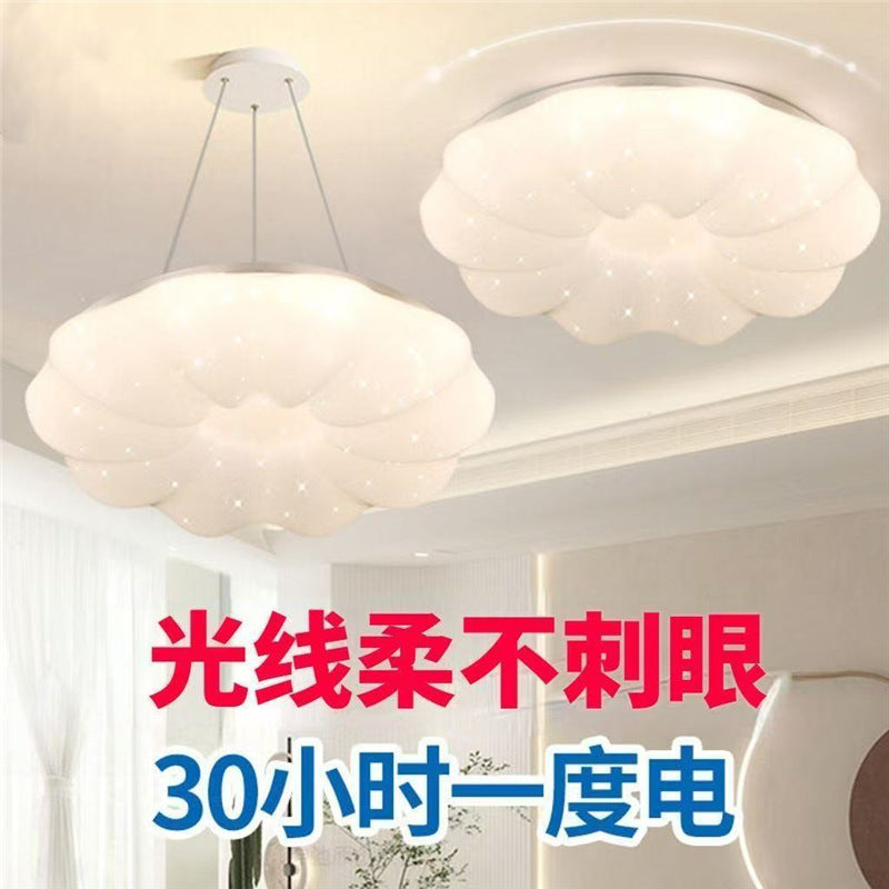 Simple and elegant ceiling lamp, popular cloud lamp, cream style pumpkin lamp, good-looking and practical restaurant chandelier, bedroom lamp