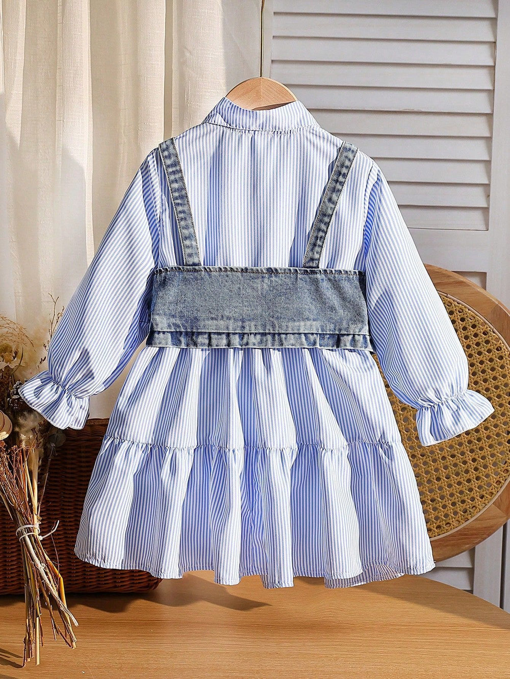 spring new arrival: cross-border shirt collar dress + denim beaded vest two-piece set
