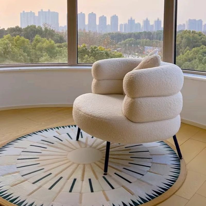 Influencer-approved bobo chair: comfortable home office computer chair, bedroom lambswool vanity stool, makeup chair, casual single sofa chair