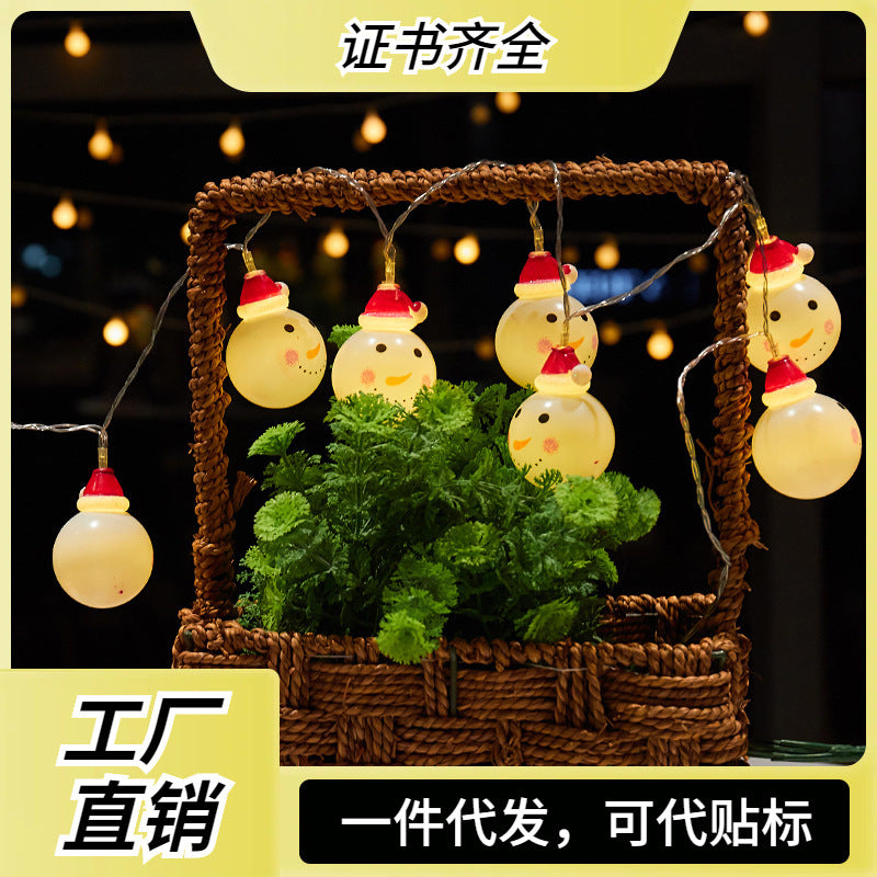 Cross-border new led snowman light string ins bedroom decoration string lights battery lights Christmas flash lights