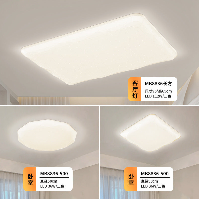 Full Spectrum Cream Wind Eye Protection LED Living Room Ceiling Light Simple Modern Internet celebrity Lighting Combination Whole House Package