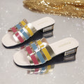 export roman colorful sandals women's summer new fashion flat woven hollow-out closed-toe half slippers