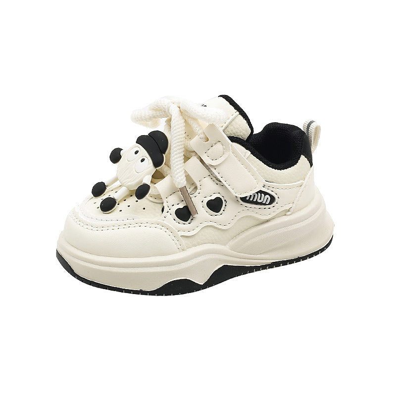 Girls' casual sneakers, kids' athletic board shoes,  spring/autumn new arrivals, soft sole cartoon sneakers for boys, white shoes for ages 1-6