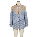 European and american style fashionable light luxury checkerboard jacquard color block blended socialite blazer