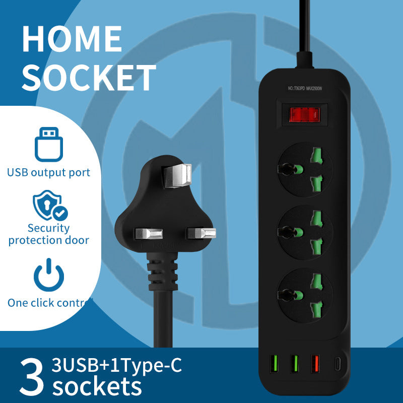 Overload switch british standard socket american standard european hong kong version drag board wireless international neutral sub-control plug strip plug-in board