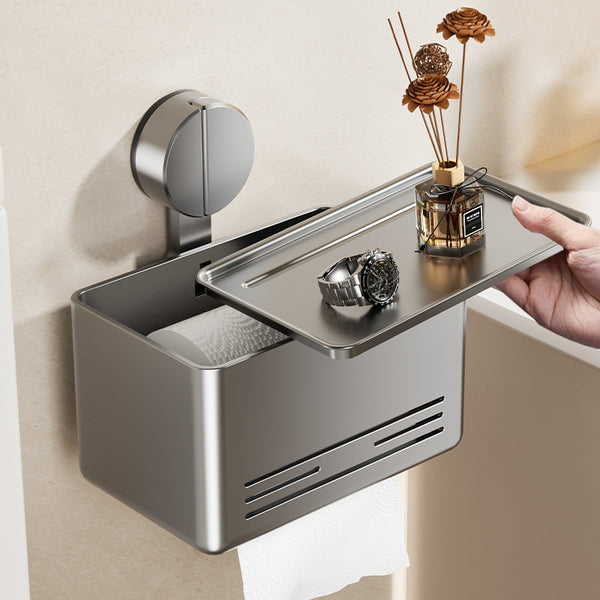 Toilet suction cup tissue box wall hanging free punching bathroom toilet carton paper roll paper toilet paper storage rack