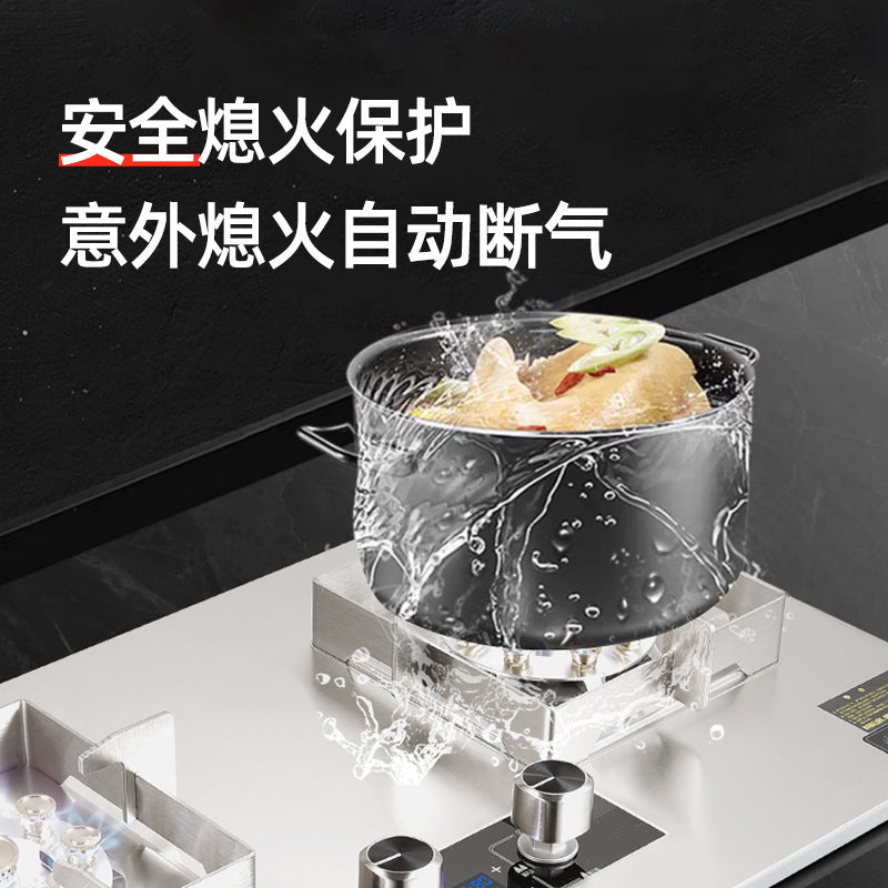 2025 new stainless steel gas stove, double burner, home use high-power cooktop, built-in/countertop dual-fuel (natural gas/lpg) stove