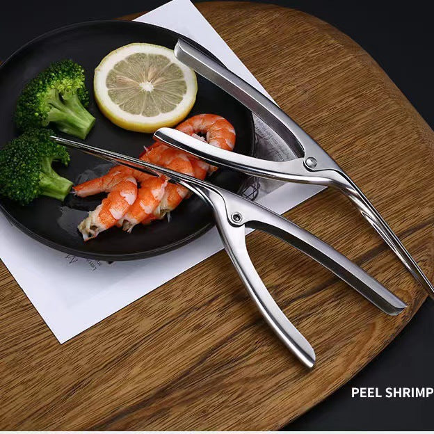 Stainless steel shrimp deveiner & shucker - kitchen gadget for removing veins, shelling, and backing shrimp