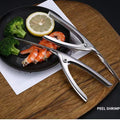 Stainless steel shrimp deveiner & shucker - kitchen gadget for removing veins, shelling, and backing shrimp