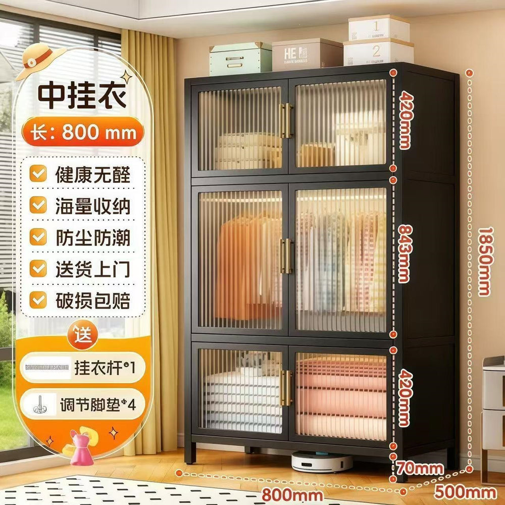 Large capacity steel wardrobe bedroom for home wardrobe rental metal floor standing clothes rack simple assembly storage cabinet