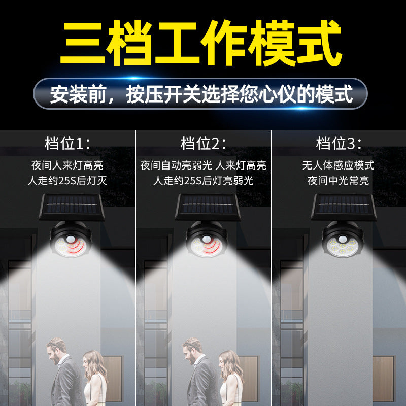 2021 new solar wall lamp, human body induction outdoor garden lamp, household wall waterproof lighting, small street lamp