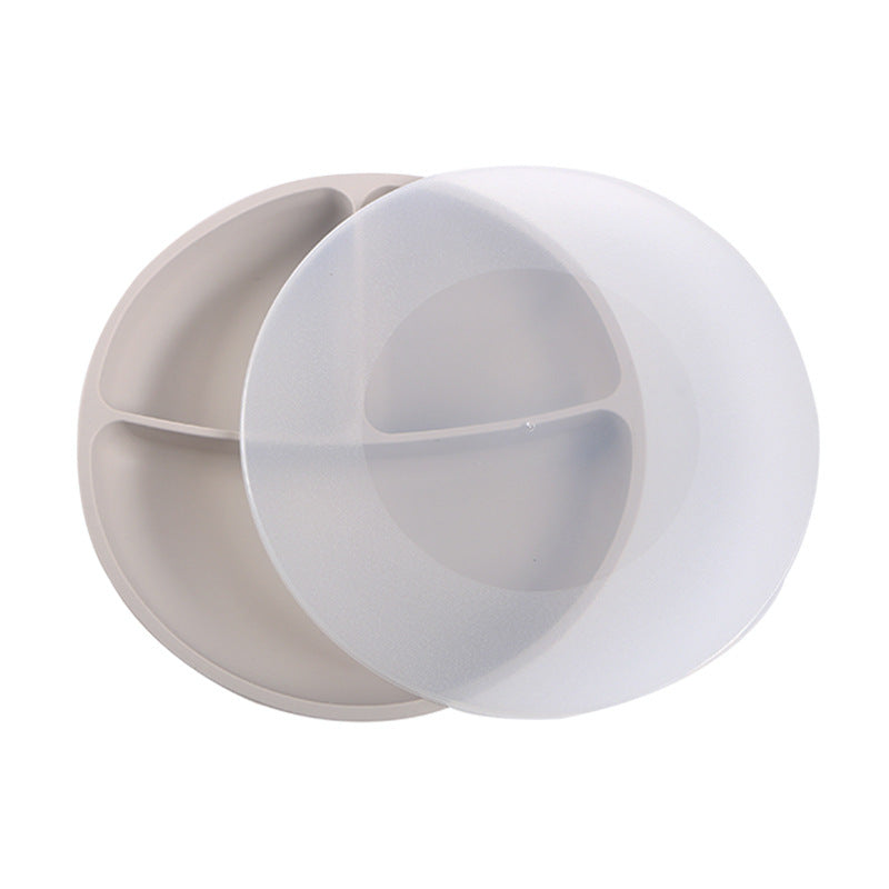 Kids tableware baby platinum silicone bowl baby silicone suction cup divider dinner plate food grade silicone tableware