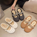 Can't shake off cut outsummer pearl toe slippers knittingfashion half slippers lazy one-leg flat toe shoes