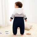 Baby boy & girl casual ribbed knit hooded long sleeve romper and pants set