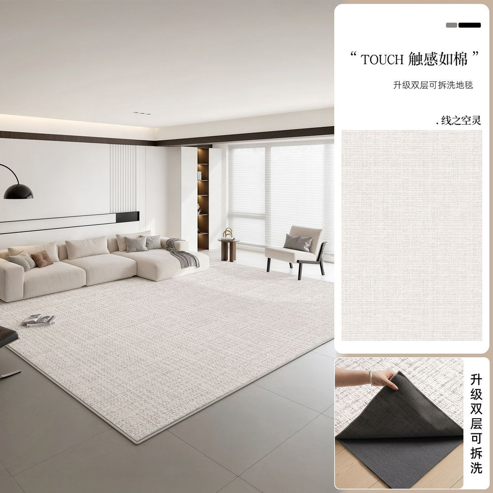 Removable and washable double-layer carpet cream style  new machine washable glue-free carpet floor mat can be wiped over a large area
