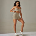 fashion seamless pure color high elastic tight peach back sports intimates yoga clothes three-quarter shortssuit for women