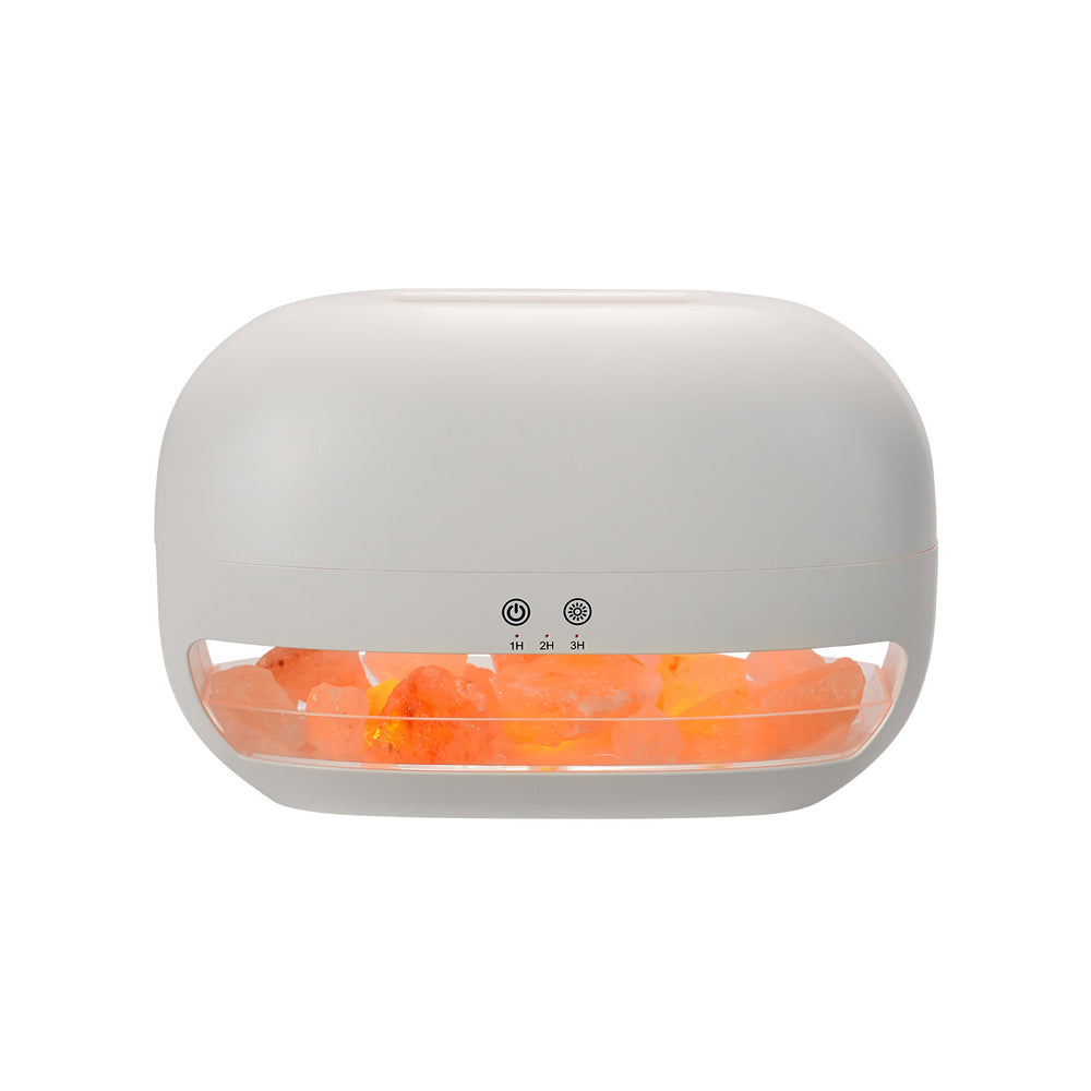 Salt stone aromatherapy diffuser - essential oil compatible, bedroom sleep aid, premium home use, color-changing night light, flame humidifier