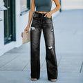 Fashion cross-border independent station new arrival  casual pants slimming lookelegant ripped denim loose pants pants for women trendy