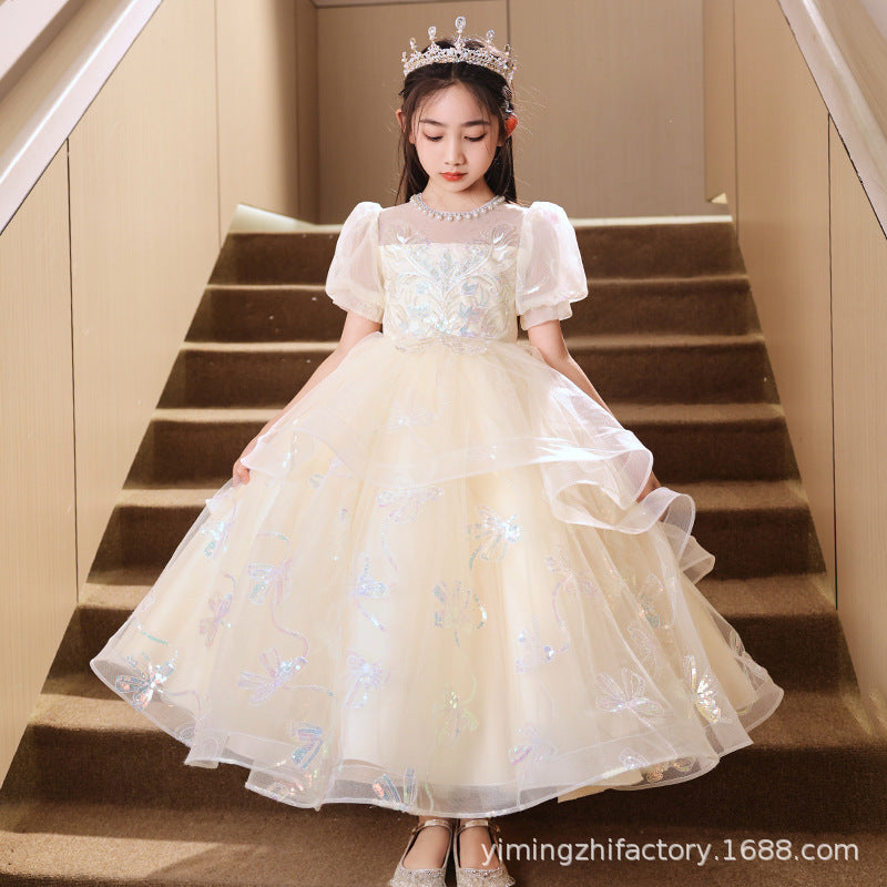 ready-to-ship girls' dresses,  new elegant wedding flower girl princess dresses, children's princess dresses for piano recitals