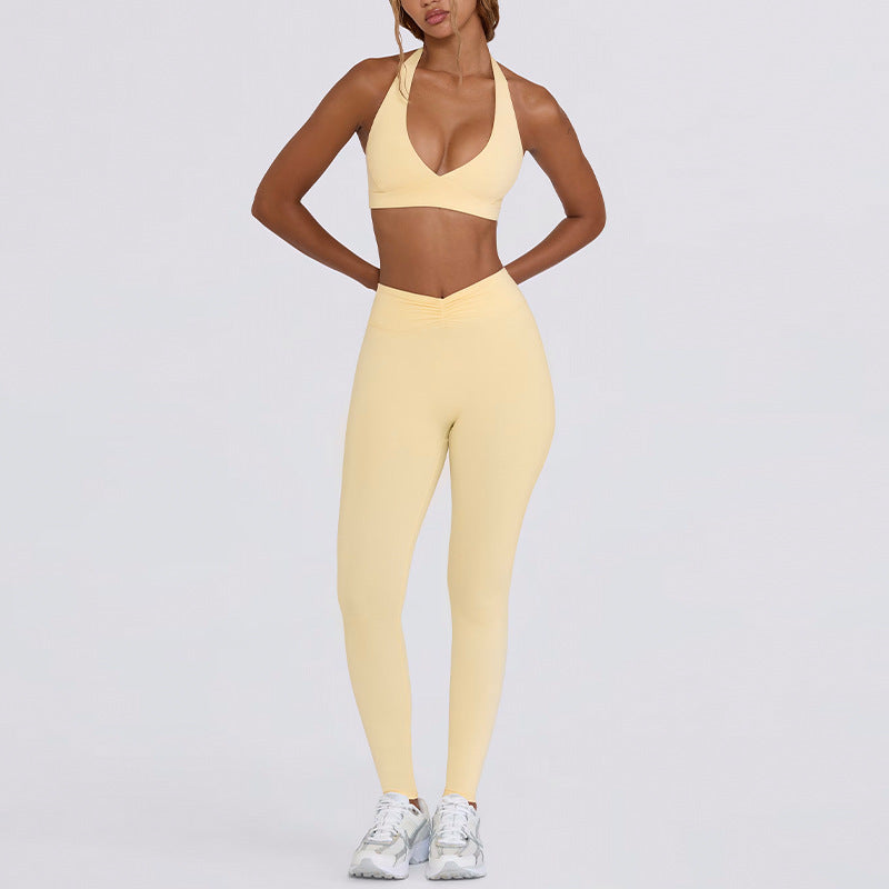 butt lift, tummy control, slimming look chest pad, running fitness shorts, halter sports intimates bra, yoga wear suit for women