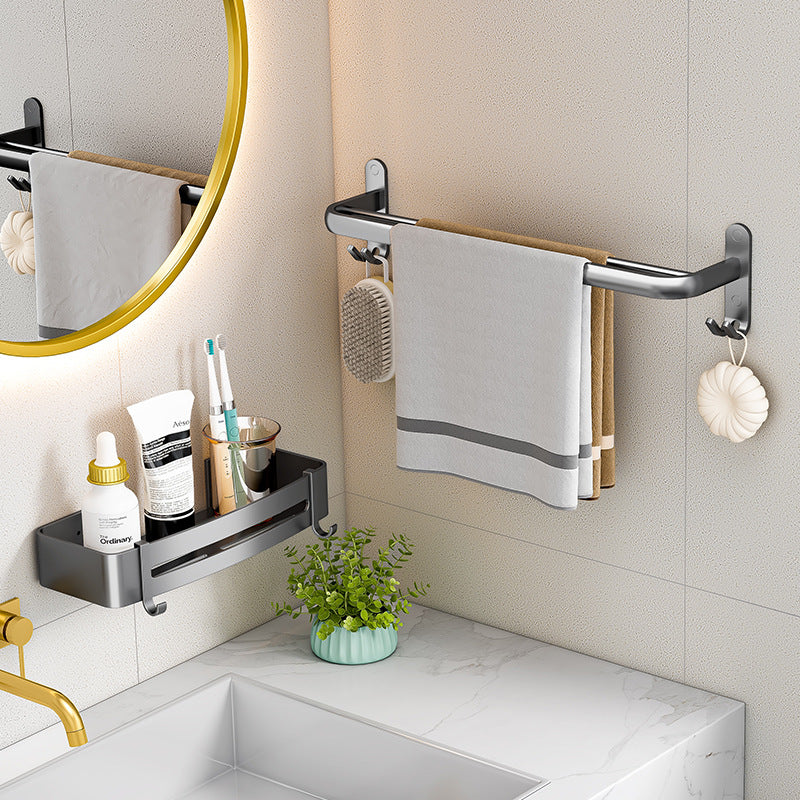 No punching towel rack, bathroom space aluminum bath towel hanging rod, bathroom hanger, storage rack, single and double bar towel bar.