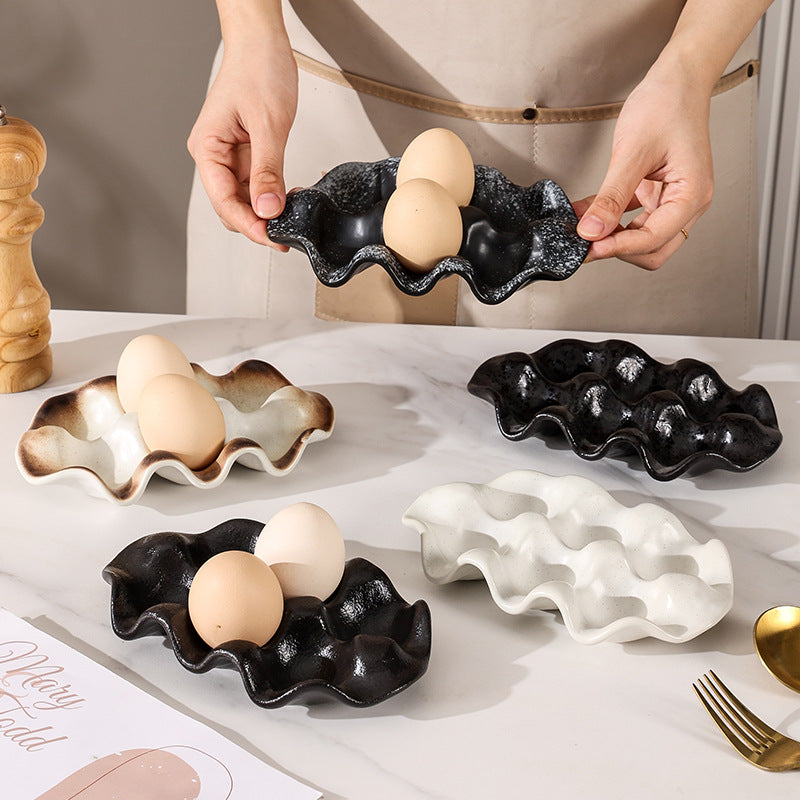Retrofor home ceramic egg storage tray refrigerator freezer stylish high value egg tray storage tray fresh-keeping tray