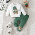 cross-border e-commerce children's wear: new autumn/winter cartoon letter hat bear embroidered hoodie and pants two-piece set