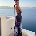 European and american women's apparel cross-border trade manufacturer:  new digital print sexy cowl neck long/midi dress