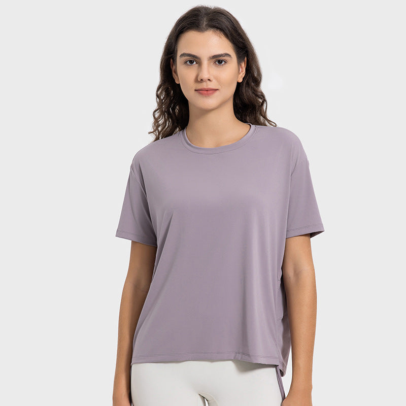 Hf millennium new arrival: cool, breathable, quick-dry drawstring ruched loose fit comfortable crew neck outdoor sports short sleeve t-shirt dss121