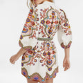 cross-border e-commerce european and american women's clothing: new summer bohemian ethnic print lantern sleeve dress
