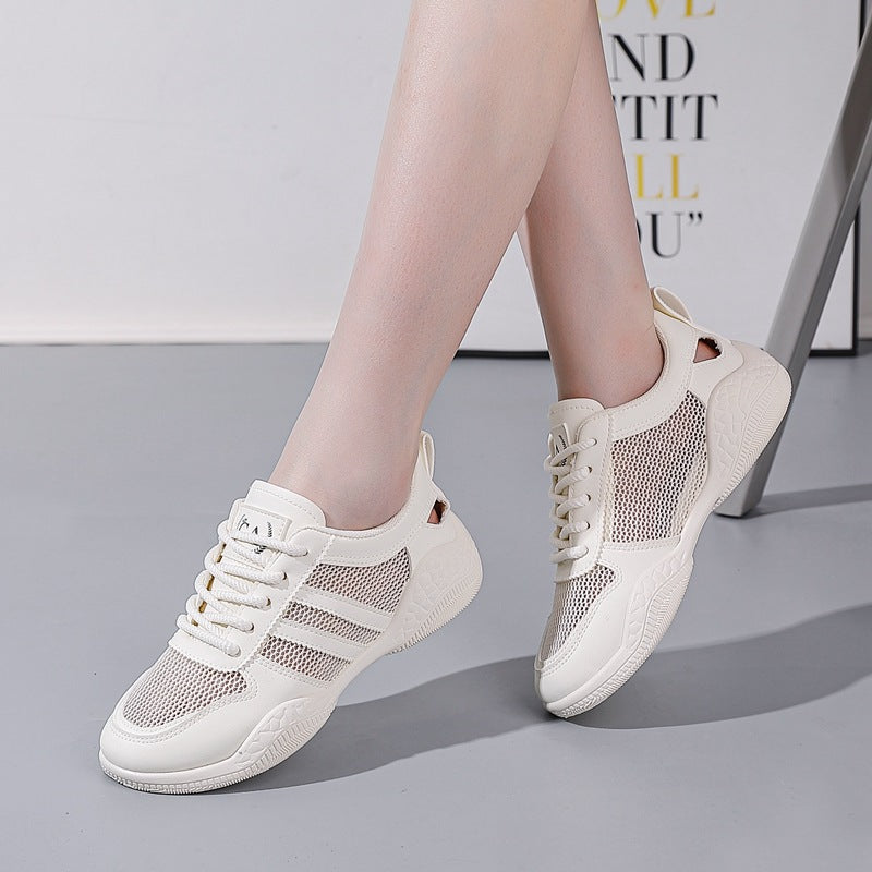 Mesh hollow-out white sneakers - student style, new spring/summer 2025 collection, flat, breathable casual shoes, street style g8992