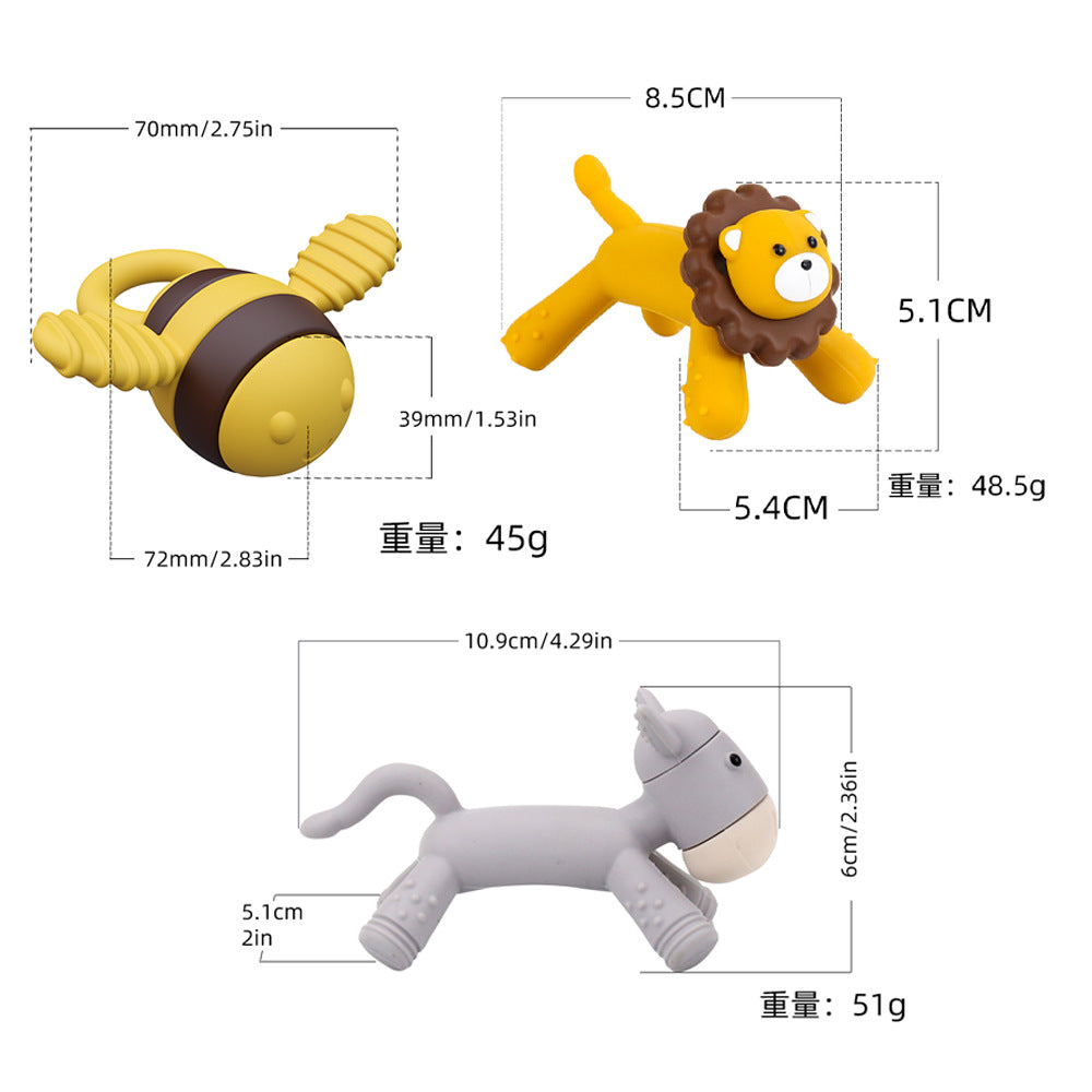 Cross-border baby lion bee toothpaste food grade silicone soothing molar stick baby grasping teething toothpaste toy
