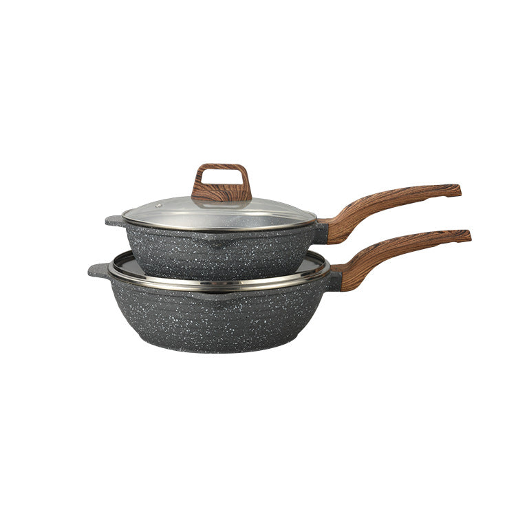 Custom oem aluminum die-cast frying pan, non-stick flat bottom wok for home use, compatible with induction cookers and open flame, universal griddle