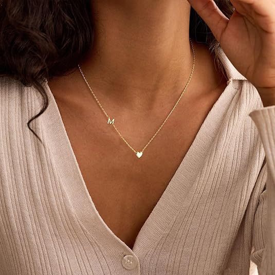 European and american fashion heart-shaped 26 letter minimalist necklace creative versatile peach heart pendant short clavicle chain women's gift