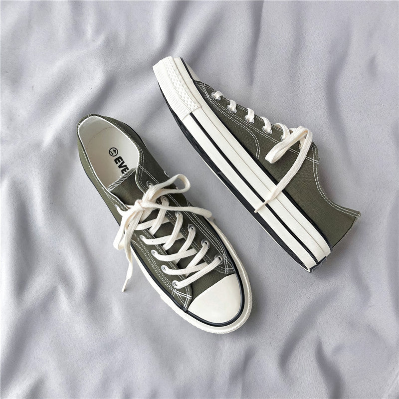 New summer breathable canvas shoes for men, versatile low-top casual sneakers, korean style student cloth shoes, trendy men's skate shoes
