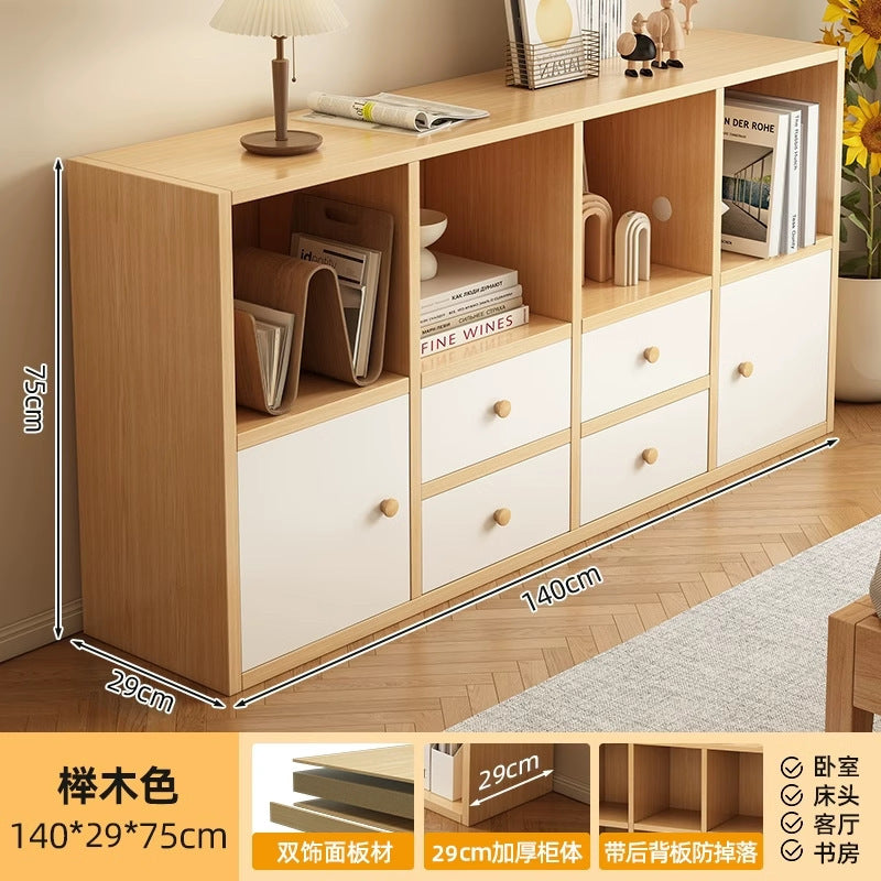 Simple bookcase all-in-one cabinet wall-mounted storage sofa side cabinet living room partition storage multi-layer storage cabinet bedside