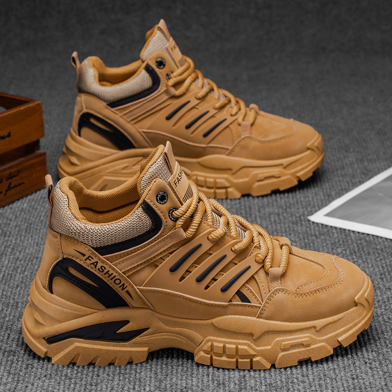 Men's shoes 2025 new spring casual trendy brand versatile thick sole height increasing men's hiking martin boots athletic dad shoes