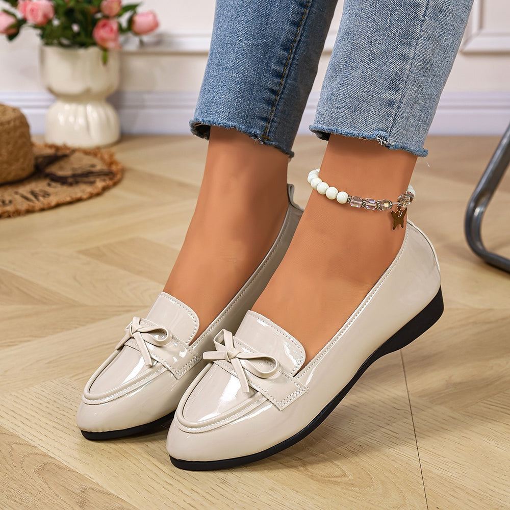 export british style women's leather loafers - new  collection, versatile flat heel, slip-on with bow detail, plus size available