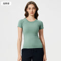 New women's short-sleeve crew neck activewear t-shirt - running, fitness, slim fit, breathable, shaping yoga top - s2067
