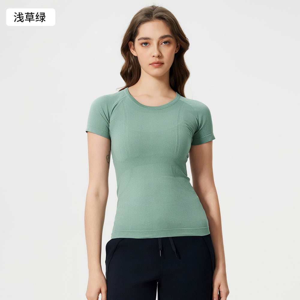 Spring/summer new women's short-sleeve crew neck sports t-shirt - running, fitness, slim-fit, breathable yoga top - s2067