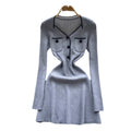 Luxury chic knit dress for women - autumn/winter, slimming waist design, unique and stylish, mature and elegant midi dress