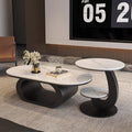 Modern minimalist oval rock slab coffee table - small apartment living room, home use, minimalist tea table, creative irregular shape combination