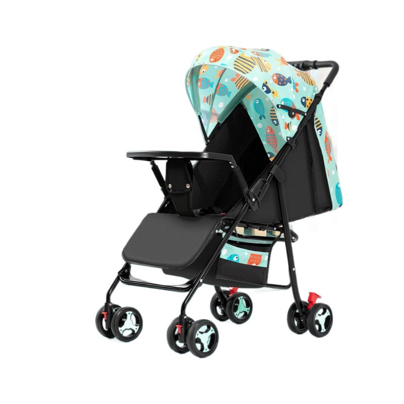 Wholesale baby stroller, lightweight and foldable, with reclining seat for infants and toddlers. four-wheel design, one-button folding, dropshipping available