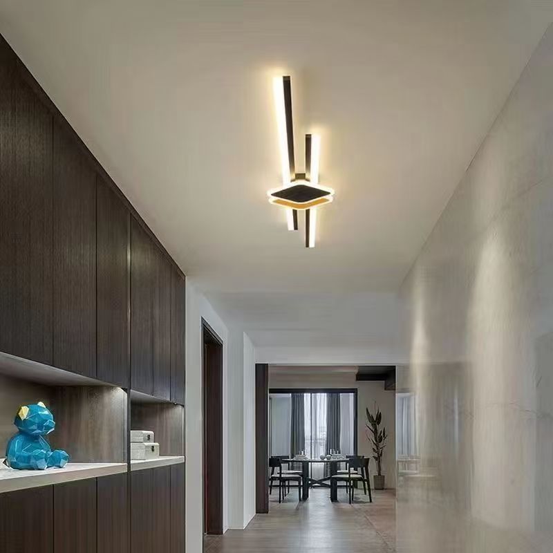 Minimalist long living room grille background wall ambient light zhongshan casual modern creative study bedroom bedside wall lamp