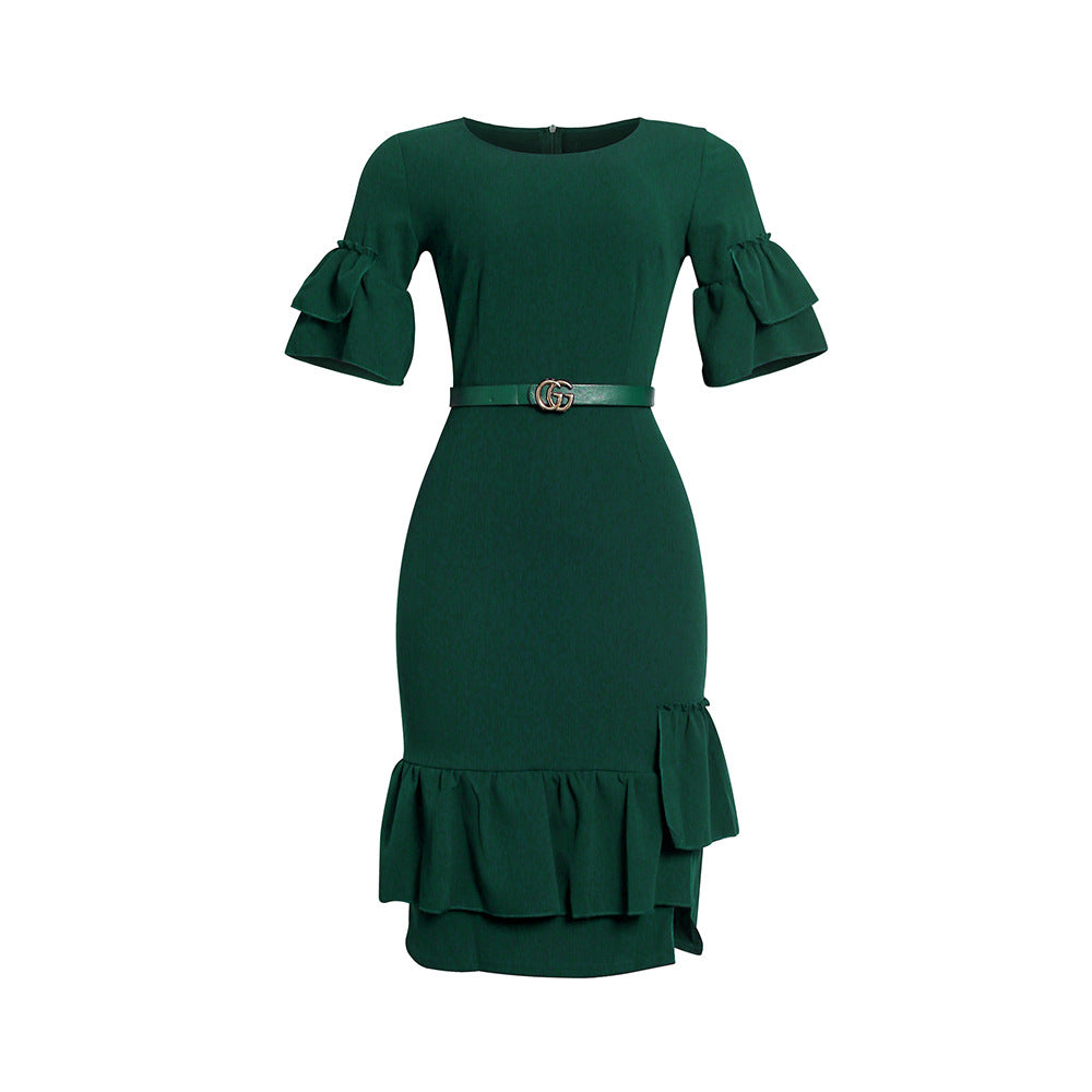 Fashion cross-border export women's dress african clothing plus size women's olwork clothing hip-covering cake skirt with belt