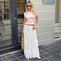 American white pleated drawstring sweet cake skirt half length skirt summernew arrivalexport women's fairy skirt