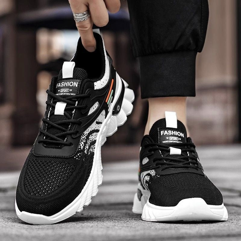 Men's shoes 2025 new winter soft sole anti-odor flyknit mesh shoes men's versatile mesh casual sports running shoes