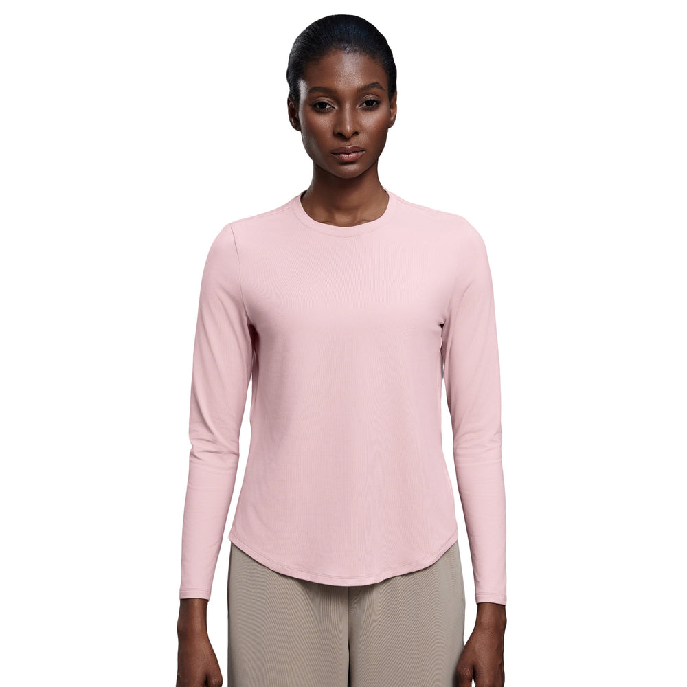 Autumn crew neck yoga top - loose fit, slimming, fitness top, casual & versatile, long sleeve women's activewear - d25148